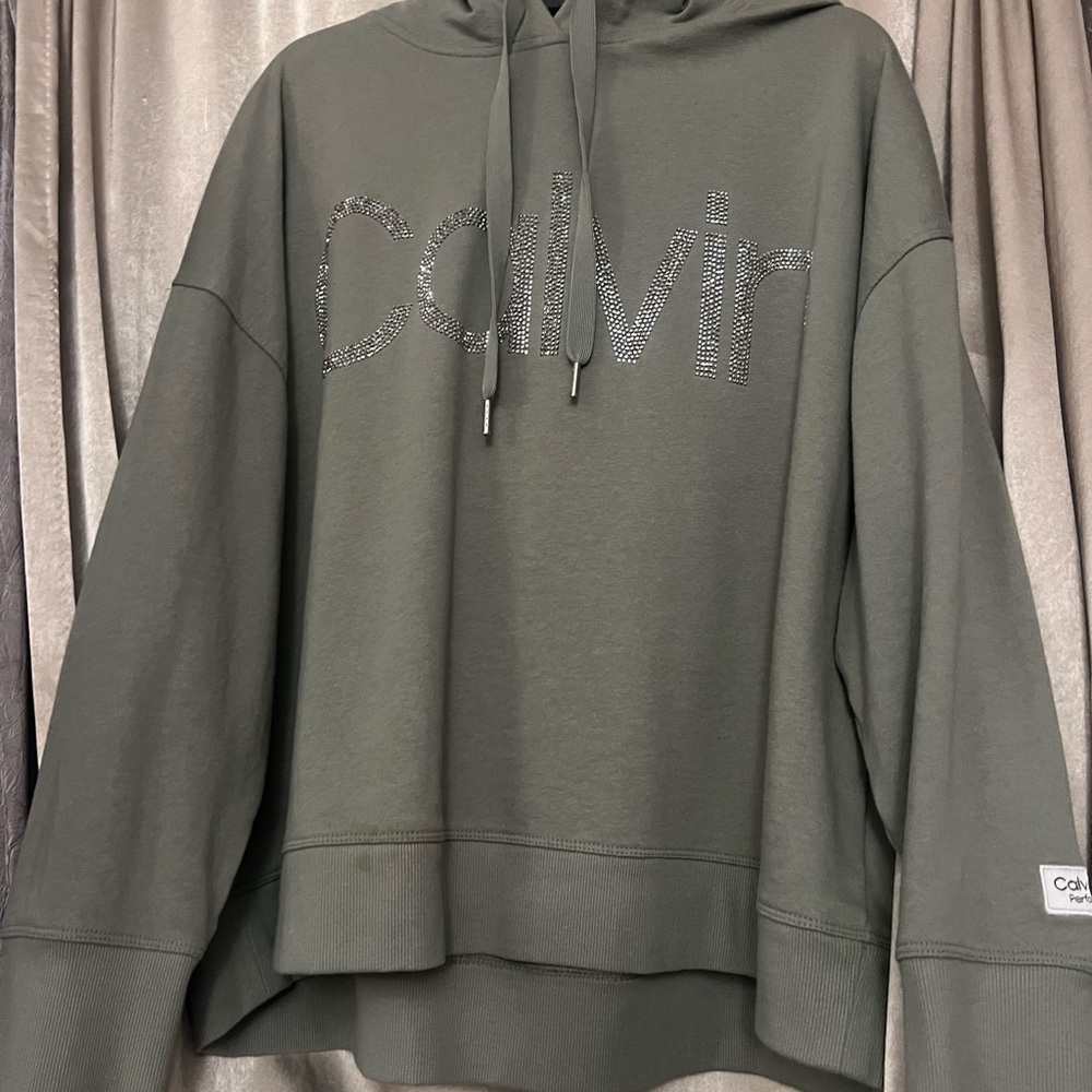 Calvin Klein Green Hoodie with Embellished Logo
